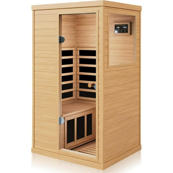 Saunas Far Infrared Sauna, Indoor Dry Sauna (Hemlock Wood, 1 Person）