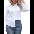 thumbnail image 2 of Camisas de Algodón para Mujer, con Botones, Cuello, Larga, Blusas Antiarrugas. L, 2 of 10