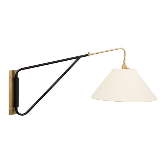 House of Troy Wall Swing Arm in Antique Brass with Black Accents