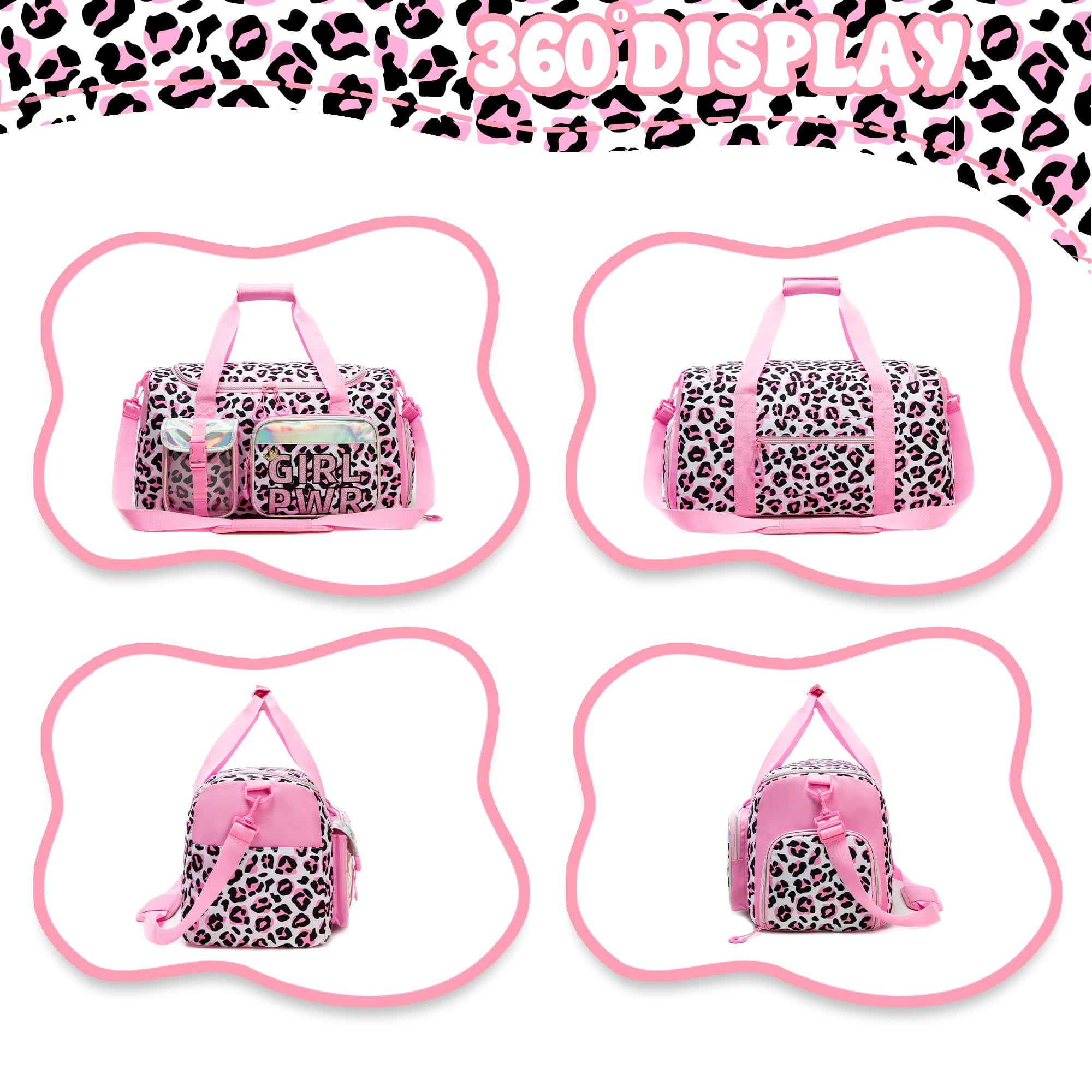 Kids Carry on Luggage Sets Hard Shell Suitcases for Girls Women with Wheels Hardshell Suitcase with Duffle Bag for Travel Neck Pillow Airplane