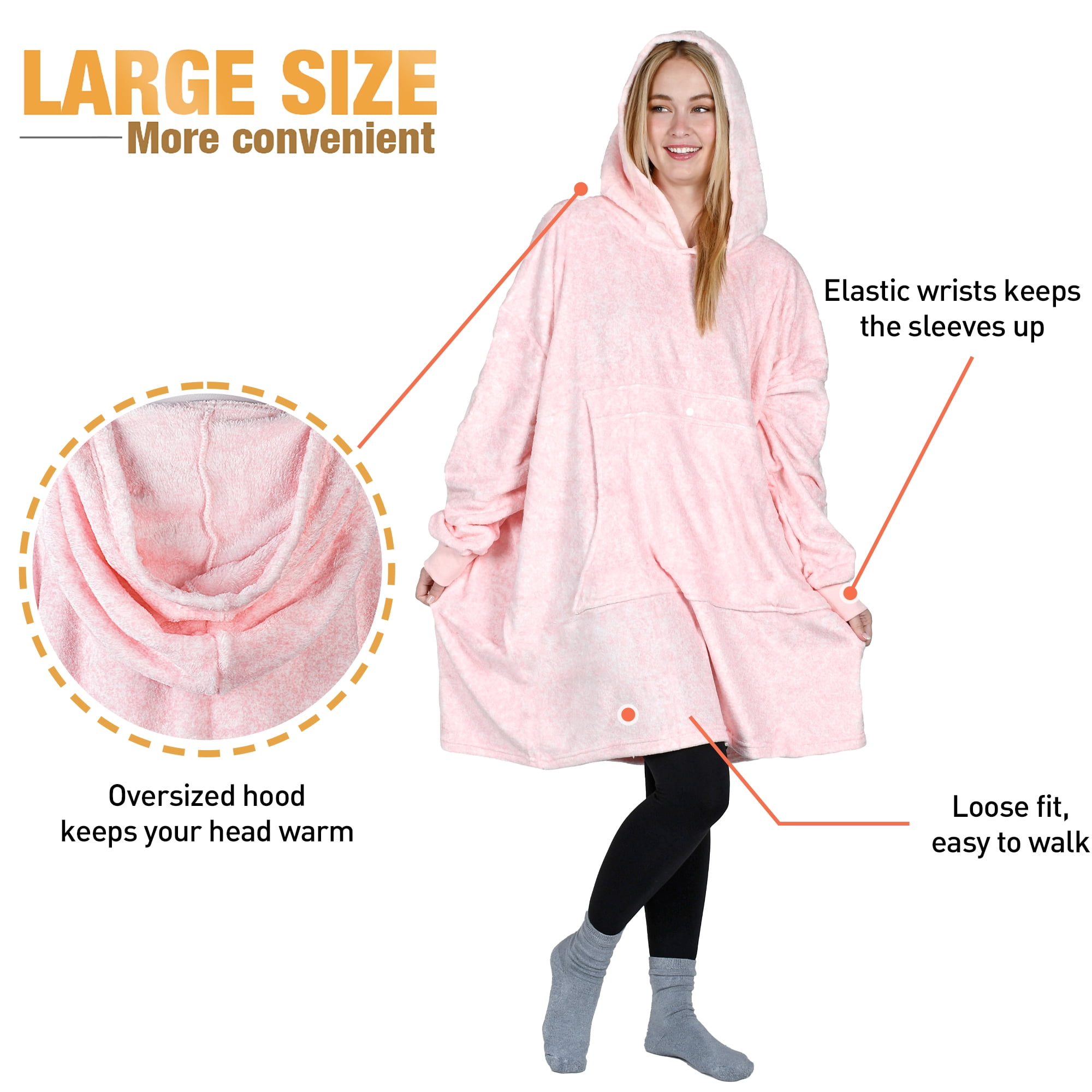 Catalonia Women's Hoodie Sweatshirt, Casual Long Sleeves Pullover Sweater with front Pocket, Blanket Hoodie Sweatshirt, Pinkash