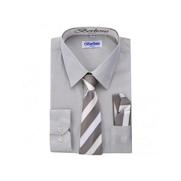 Berlioni Kids Boys Long Sleeve Dress Shirt Set
