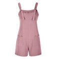 thumbnail image 4 of TQWQT Short Jumpsuits for Women Summer Rompers Casual Knot Front Sleeveless Jumpsuits Adjustable Strap Overalls Short Harem Pants Romper with Pockets,Pink L, 4 of 5