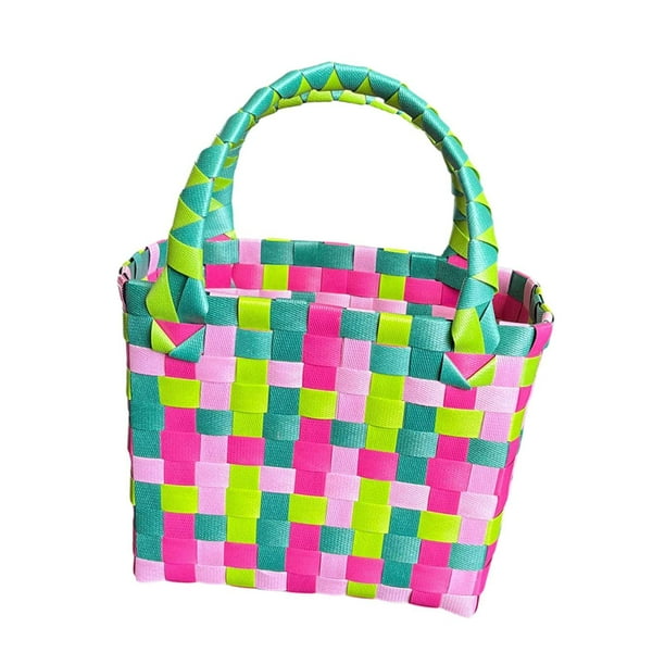 Bolso de mano tejido impermeable organizador fácil de limpiar bolsa de viaje cesta de compras Estilo E