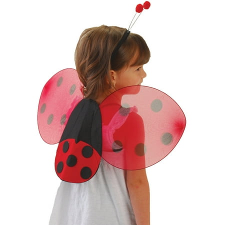 Childs Lady Bug Wings And Antenna Head Band Set Costume Accessory