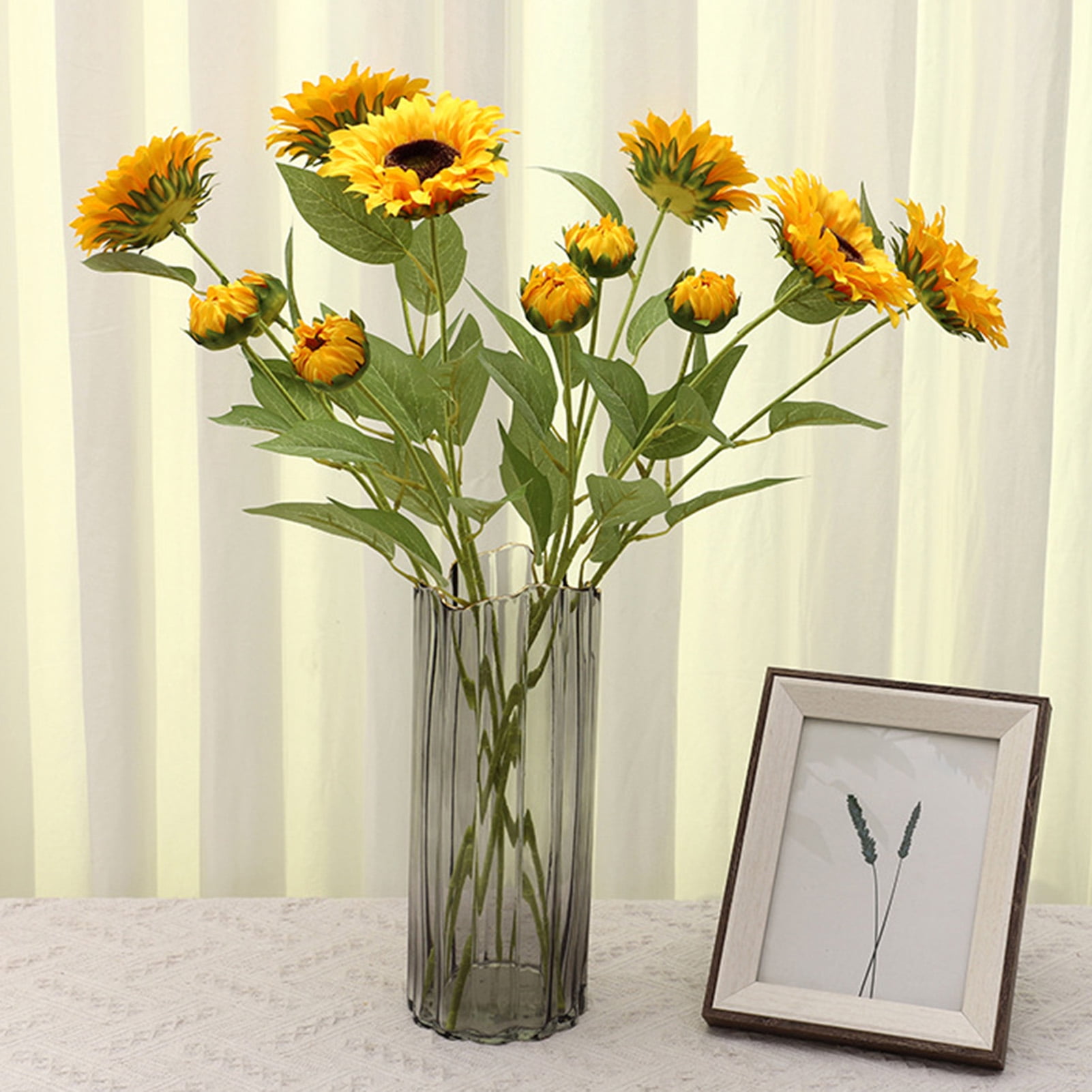 Yellow Silk Sunflower Artificial Flower Wedding Decoration Fake Flores Bouquet 