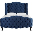 thumbnail image 3 of Violette Queen Tufted Wingback Performance Velvet Platform Bed in Navy, 3 of 5