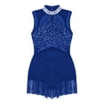 thumbnail image 6 of iiniim Girls Kids Shinny Rhinestone Tassel Jazz Latin Dancewear Lyrical Dress Age 6-16 Royal Blue 10, 6 of 7