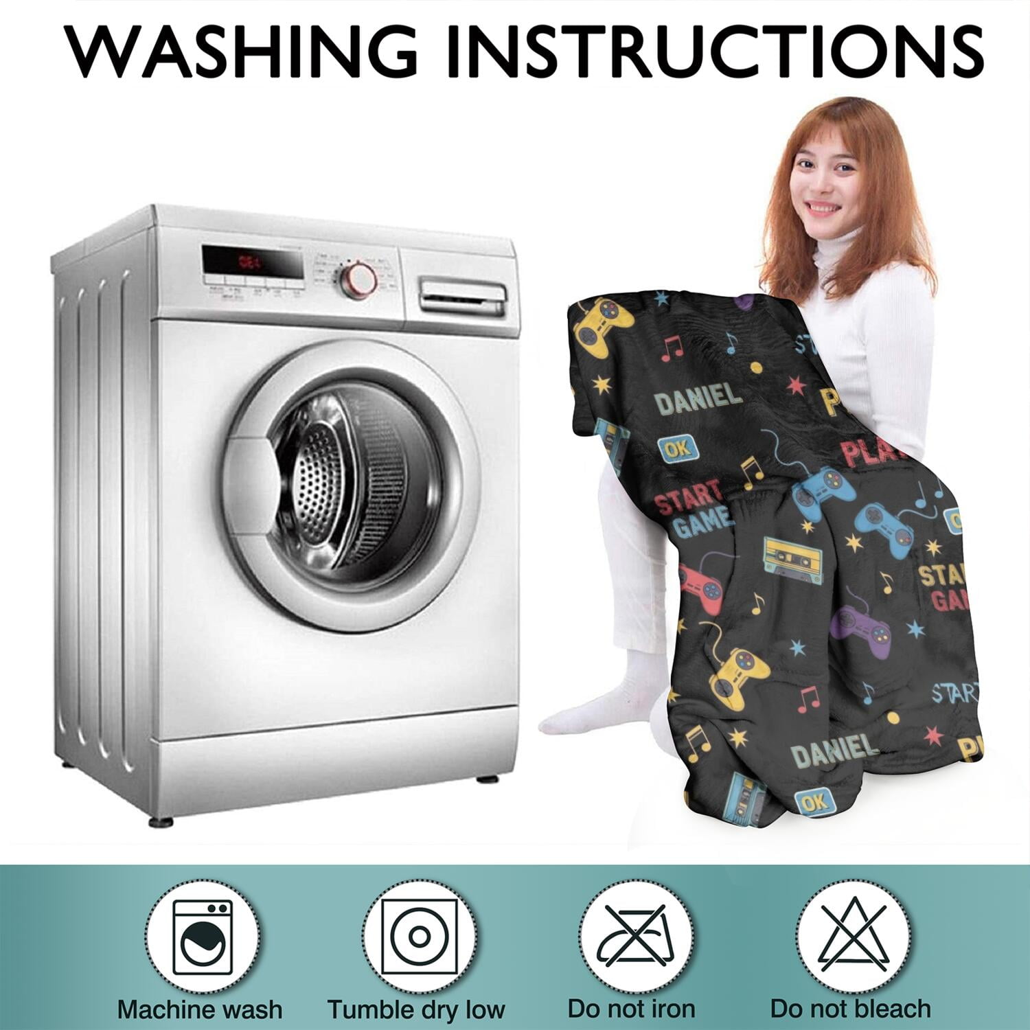 Wearable Oversized Blanket,Colorful Controllers Games Music Black Pattern Wearable Blanket Hoodie for Adults,Cozy Hooded Blankets with Super Pockets,Super Warm Fuzzy Pullover for Women & Men
