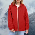 thumbnail image 4 of Comdrip Veste Légère pour Femmes! Veste Chaude Coupe-Vent Imperméable à Blocs de Couleur pour Femmes, Coupe-Vent d'Extérieur, Veste de Randonnée, Veste de Randonnée pour Femmes Légère Rouge m, 4 of 5
