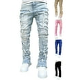 thumbnail image 2 of Men's Ripped Skinny Jeans Stretch Frayed Biker Slim Fit Denim Pants Trousers, 2 of 6