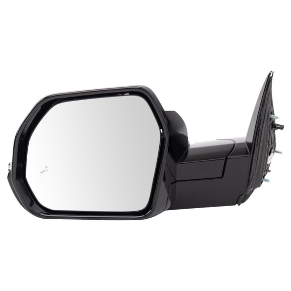 TRQ Left Driver Side Mirror Power Heated Manual Folding Smooth Black Cover Blind Spot Indicator Housing Turn Signal Fits 2022-2024 Toyota Tundra TO1320434