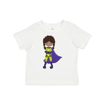 

Inktastic African American Girl Superhero Girl Purple Cape Gift Toddler Toddler Girl T-Shirt
