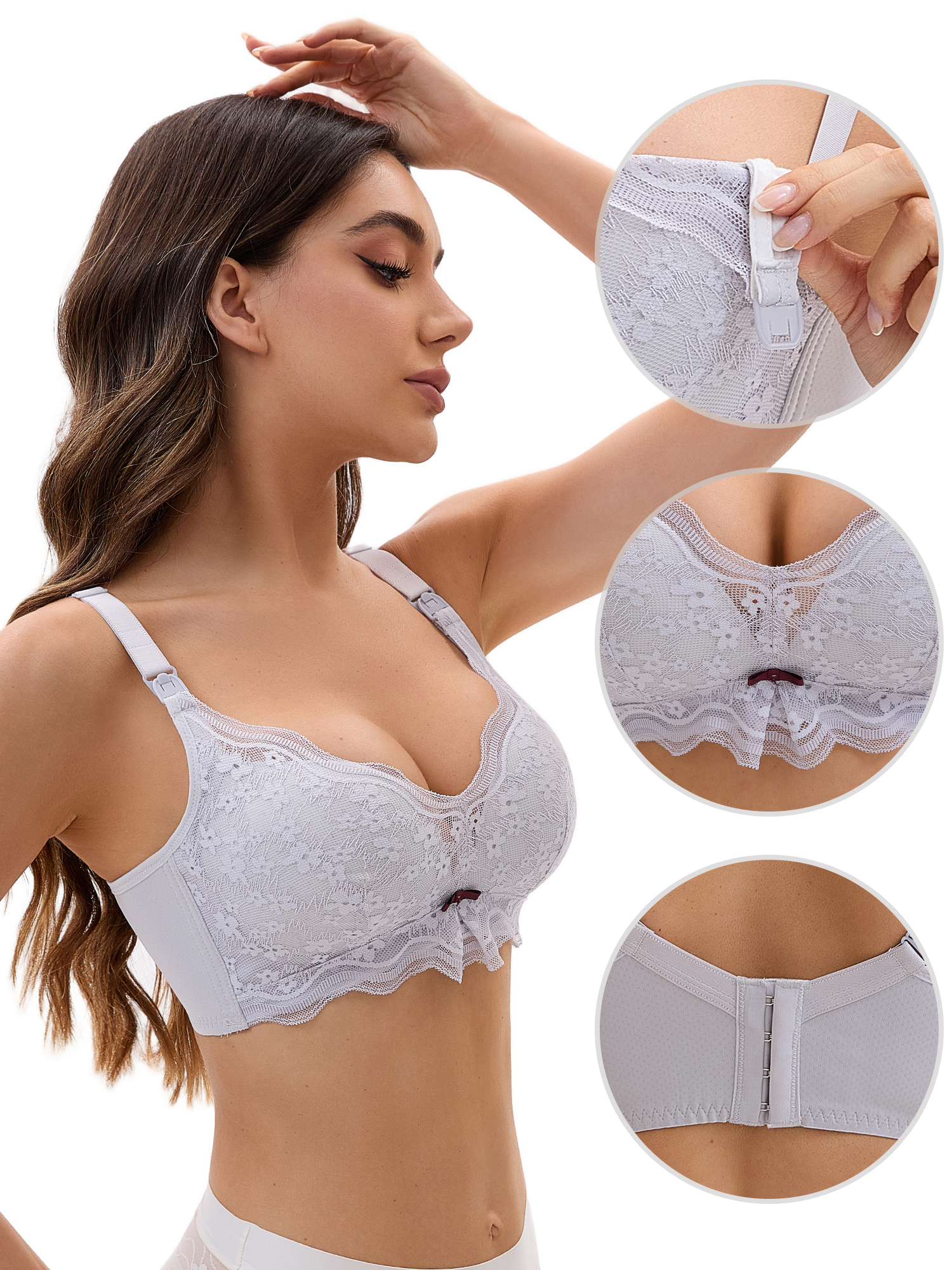 Unique Bargains Wirefree Maternity Bralette Nursing Bra C 36 Grey