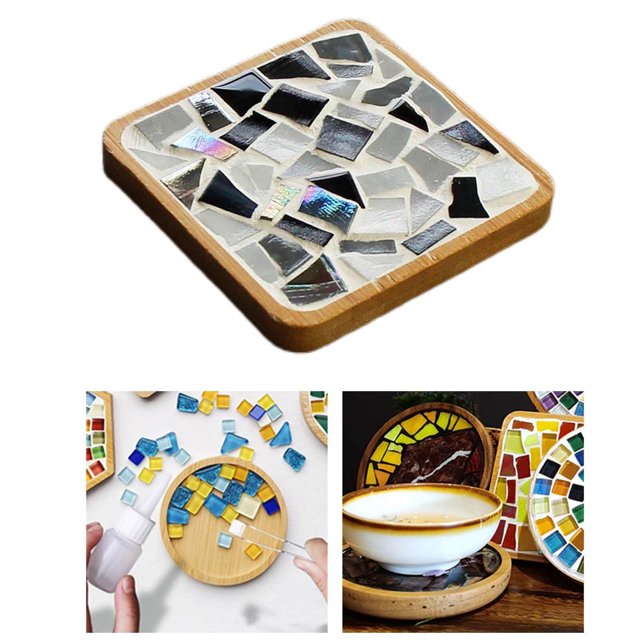 ziyahi Mosaic Coasters DIY Kit Hand Made Adhesive Colourful for Kid Home Decorative