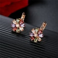 thumbnail image 5 of Gold Flower Earrings Birthstone Leverback Earrings Hypoallergenic Vintage Floral Earrings for Women Trendy, 5 of 5