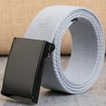 thumbnail image 2 of MEICHEN Grey Belt for Women and Men,Canvas Belt With Flip Top Plain Buckle Solid Color Elastic Waistband,Unisex Accessories Wide Belt, 2 of 5
