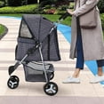 thumbnail image 3 of Cat Dog Stroller,3-Wheels Pet Stroller for Medium/Puppy Dogs 30 Lbs, Cat Strollers for 1 Cats, Foldable Dog Stroller with Storage Basket and Cup Holder, Breathable Mesh Plaid, 3 of 7