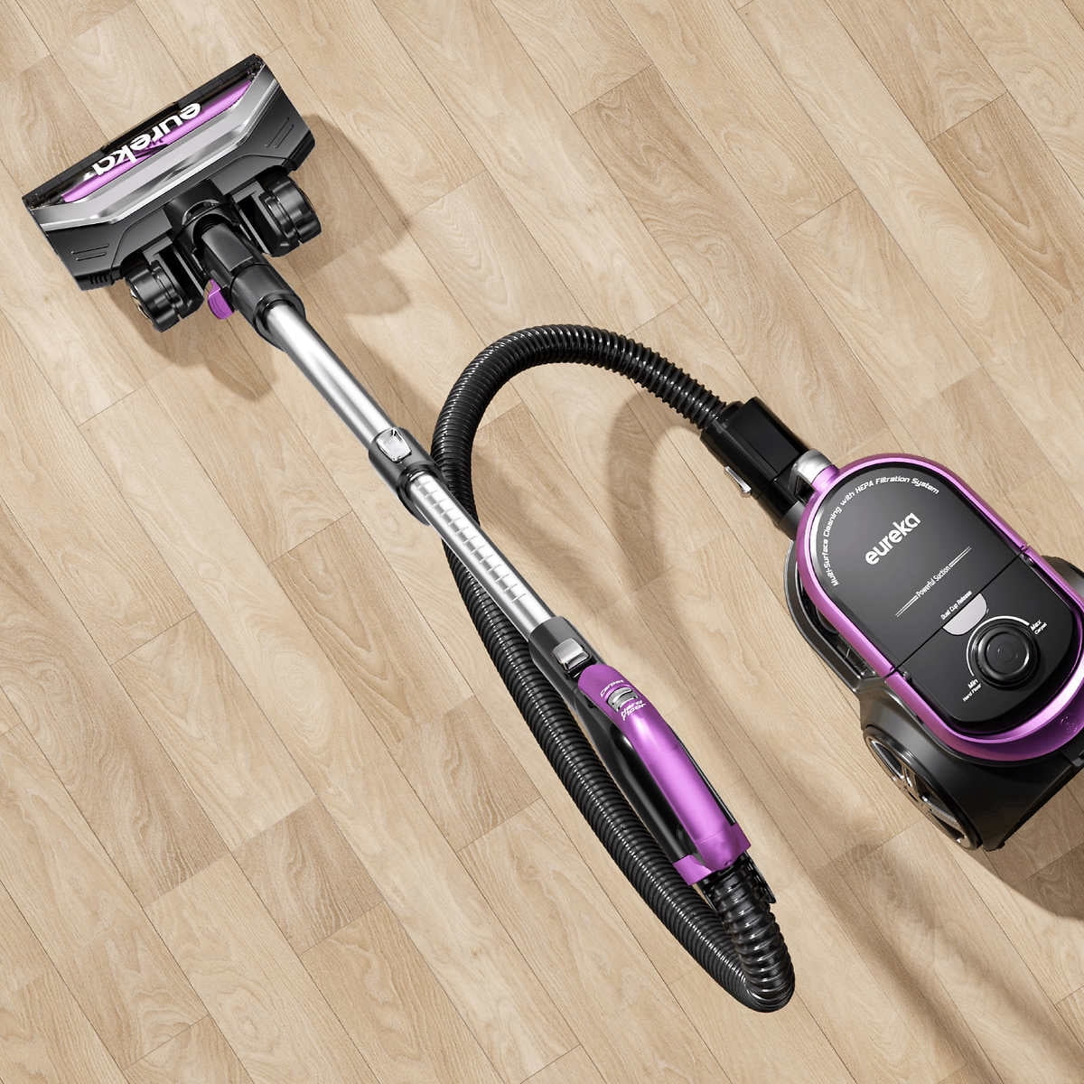 Eureka NEN185, Corded Canister Vacuum Cleaner with HEPA filtration, Purple with Crevice Tool
