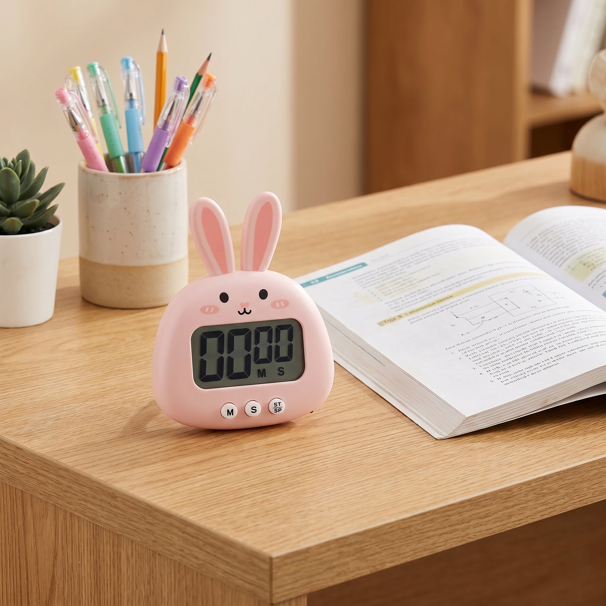 Unique Bargains Digital Kitchen Timer with Loud Alarm and Magnetic Backing Pink Rabbit