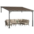 thumbnail image 1 of Outsunny Pergola Extérieure 11 Pieds x 10 Pieds, Pavillon Adossé à Toit Rigide Monté au Mur, 1 of 10