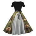 thumbnail image 1 of Jusqu'à 65 % de Réduction! Robes d'Été Mode pour Femmes 2024 Grande Taille Décontractée Imprimé Floral Manches Courtes Col Rond Robe Hauteur Genou, 1 of 3