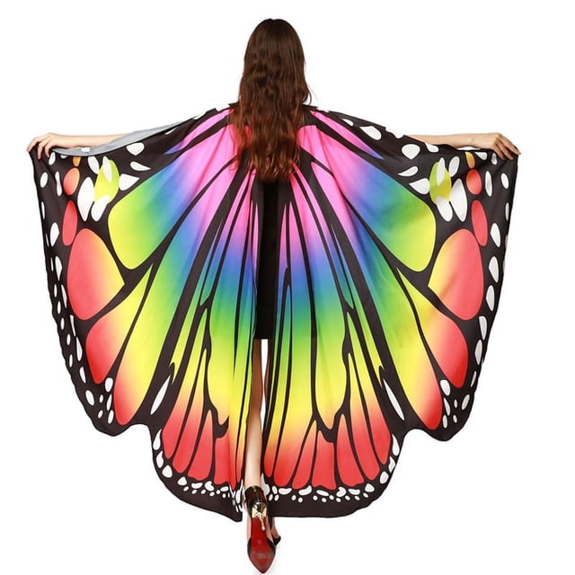 RV Capa giratoria Mantón de mariposa Decoración Capa de mariposa Mujeres adultas Ropa de Halloween Accesorios Alas (Multicolor) brillar Electrónica
