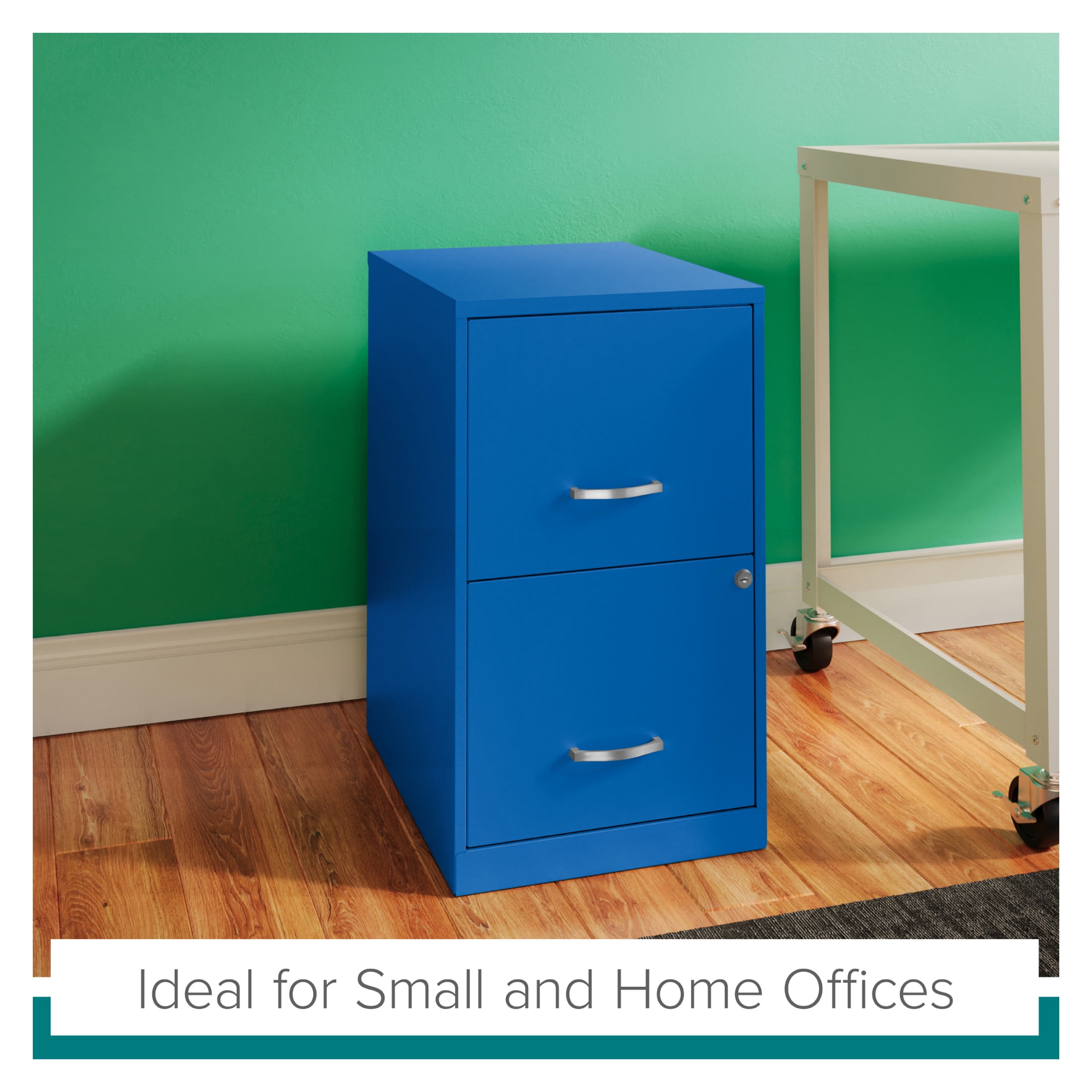 Space Solutions 18" Deep 2 Drawer Letter Width Vertical File Cabinet, Blue