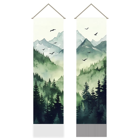 1set Polyester Wall Hanging Tapestry for Bedroom Living Room Decoration Rectangle Mountain 1160x330mm 2pcs/set DIY
