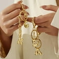 thumbnail image 2 of Gold Bubble Initial Keychain for Women  Personalized Alphabet Letter Handbag Charm, 2 of 8