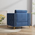 thumbnail image 4 of Modern Accent Armchair with Rivet Design, Button Tufted Upholstered Reading Chair with Thick Cushion & Metal Golden Legs, Fabric Club Chair for Living Room, Bedroom & Office, Navy Blue, 4 of 6