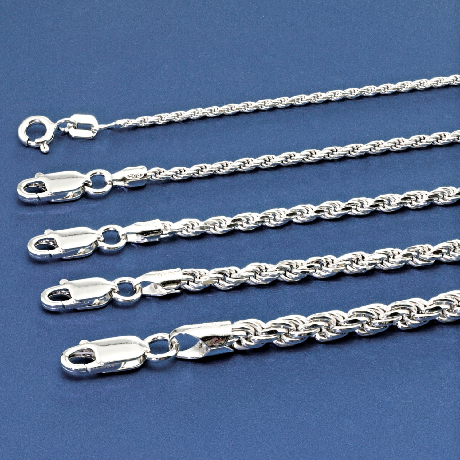 Tilo Jewelry Solid 925 Sterling Silver Rope Chain Necklace with Secure Lobster Lock | 1.75mm - 20 Inch | Everyday Necklace for Men, Women, Unisex