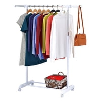 Mainstays Adjustable Metal Rolling Garment Clothes Rack (Chrome & White)