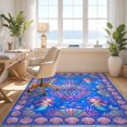 thumbnail image 3 of Design&I 6'x9' Washable Area Rug Kawaii Underwater Coral Pearl Scale Cute Starfish Purple Mermaid Refined for Queen Size Bedroom, Under Bed, Sleek Flatweave Pet Friendly, 3 of 7