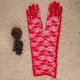 thumbnail image 1 of Zhuge 2 guantes largos de encaje con diseño floral de 20,86 pulgadas para mujer, para bodas, Halloween, fiestas de cosplay, color rojo, 1 of 4