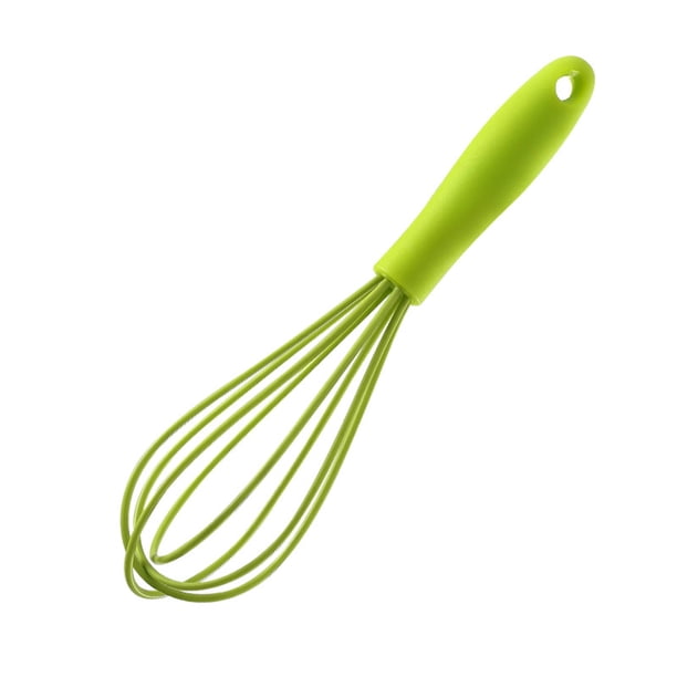 Batidor de huevos, genérico, de silicona, manual, para mezclar, cocinar y remover, amarillo y verde.