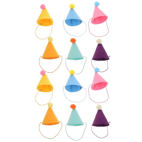 WESIEVYA 12Pcs Animal Birthday Hats for Dogs Cats and Small Pets Assorted Colors Comfortable Fit
