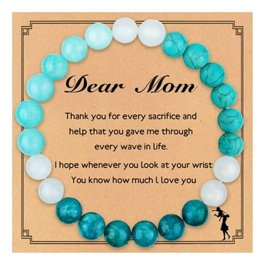 Mother's Day Gifts for Mom Natural Stone Bracelet for Mom/Grandma/Bonus Mom, Handmade Beads Bracelet Christmas Birthday Gifts for Women (For Mom)
