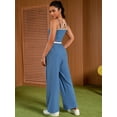 thumbnail image 4 of DARING DIVA Women's Yoga Set Camisole and Wide Leg Pants L Gray Blue, 4 of 7
