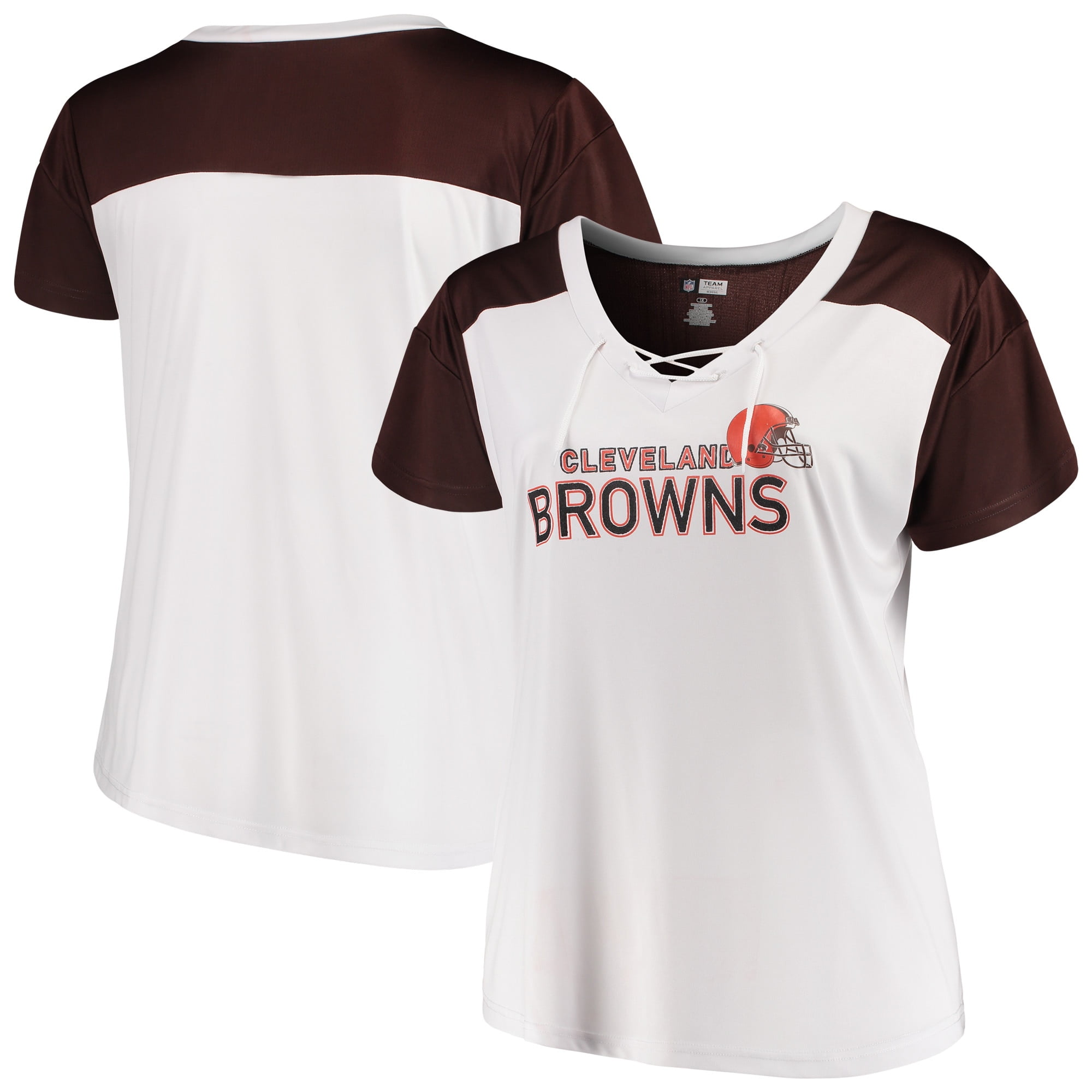 Cleveland Browns Majestic Women's Lace-Up V-Neck T-Shirt - White/Brown - Walmart.com - Walmart.com