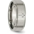 thumbnail image 6 of Chisel Titanium Brushed Center Cross 8.2mm Ridged Edge Band - Ring Size 9.5, 6 of 8