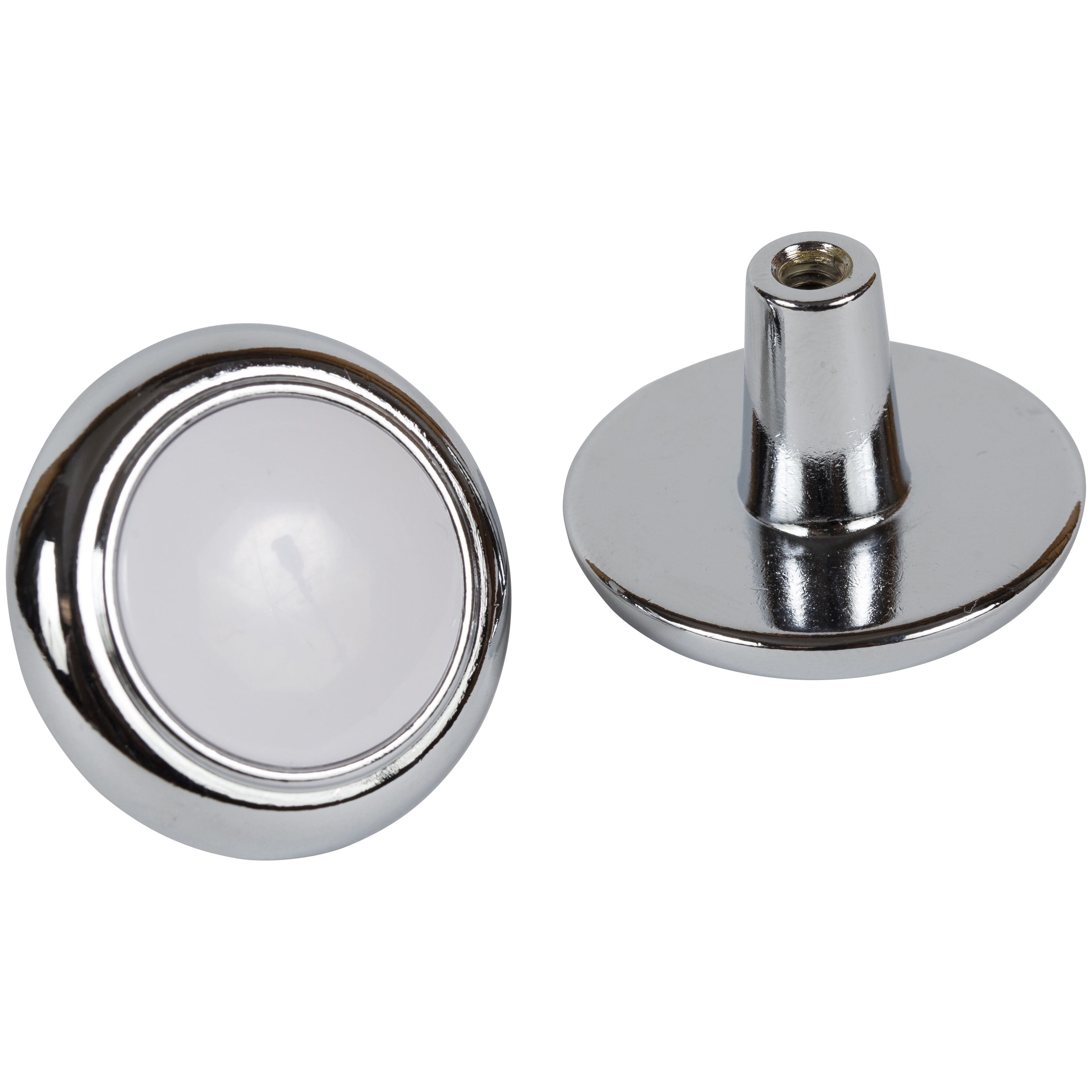 (3 pack) Mainstays 1-1/4" (32mm) Classic Cabinet Knob, Chrome and White, 10 Pack
