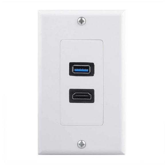 HDTV USB3.0 Wall Plate USB3.0 Charging HDTV Port Receptacle for Charging Supports 4K Ethernet Face Plate Office Setups