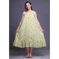 thumbnail image 4 of Bimba Medium Yellow Watercolor Flower & Leaves Cotton Nightgowns For Women Mid-Calf Printed Sleepwear Night Dress Large, 4 of 6