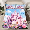 thumbnail image 2 of Homewish Pink Purple Flower Bed Sheets,Fairy Tale Castle King Sheets,Chic Butterfly Sheet Set For Girls Teens,Microfiber Bedroom Decor,4 Pieces, 2 of 7
