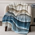 thumbnail image 2 of Flannel Fleece Throw Blanket Beach Ocean Blue Gradient Wave Lightweight Soft Plush Blankets,Coastal Abstract Water Ripple Cozy Warm Throw Blanket for Couch Sofa Bed Car Office All Season Use 40x50in, 2 of 9