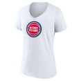 thumbnail image 2 of Women's White Detroit Pistons Logo V-Neck T-Shirt, 2 of 3