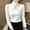 -White, variant on Rigardu Women Slim Casual Solid Long Sleeve Mock Turtleneck Blouse Tops Slim Fit Stretchy Layer Tee Shirts shirts for women womens shirts Black + L