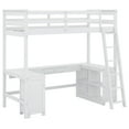 thumbnail image 5 of BEBPILOO Twin Size Loft Bed with U-shaped Desk, Drawers and Storage Shelves, White, 5 of 12