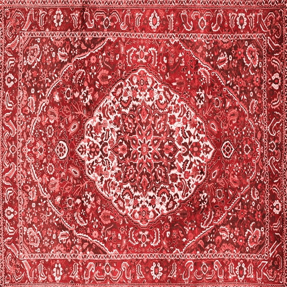 Ahgly Company Indoor Square Medallion Red Traditional Area Rugs, 8' Square